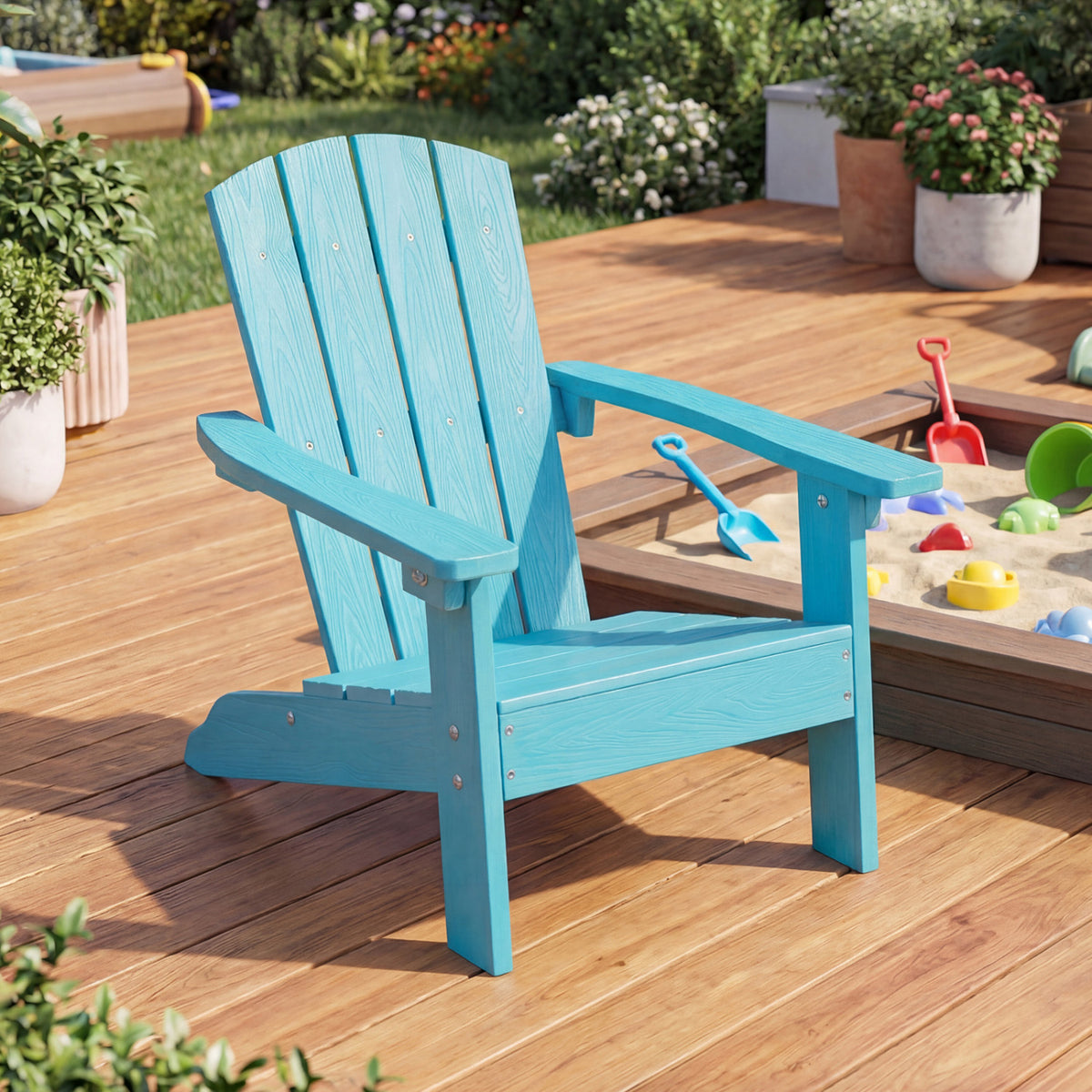 All-Weather HIPS/HDPE Kid's Adirondack Chair with with High Backrest and Armrests