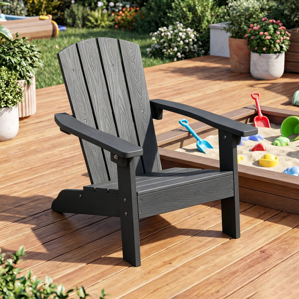 All-Weather HIPS/HDPE Kid's Adirondack Chair with with High Backrest and Armrests
