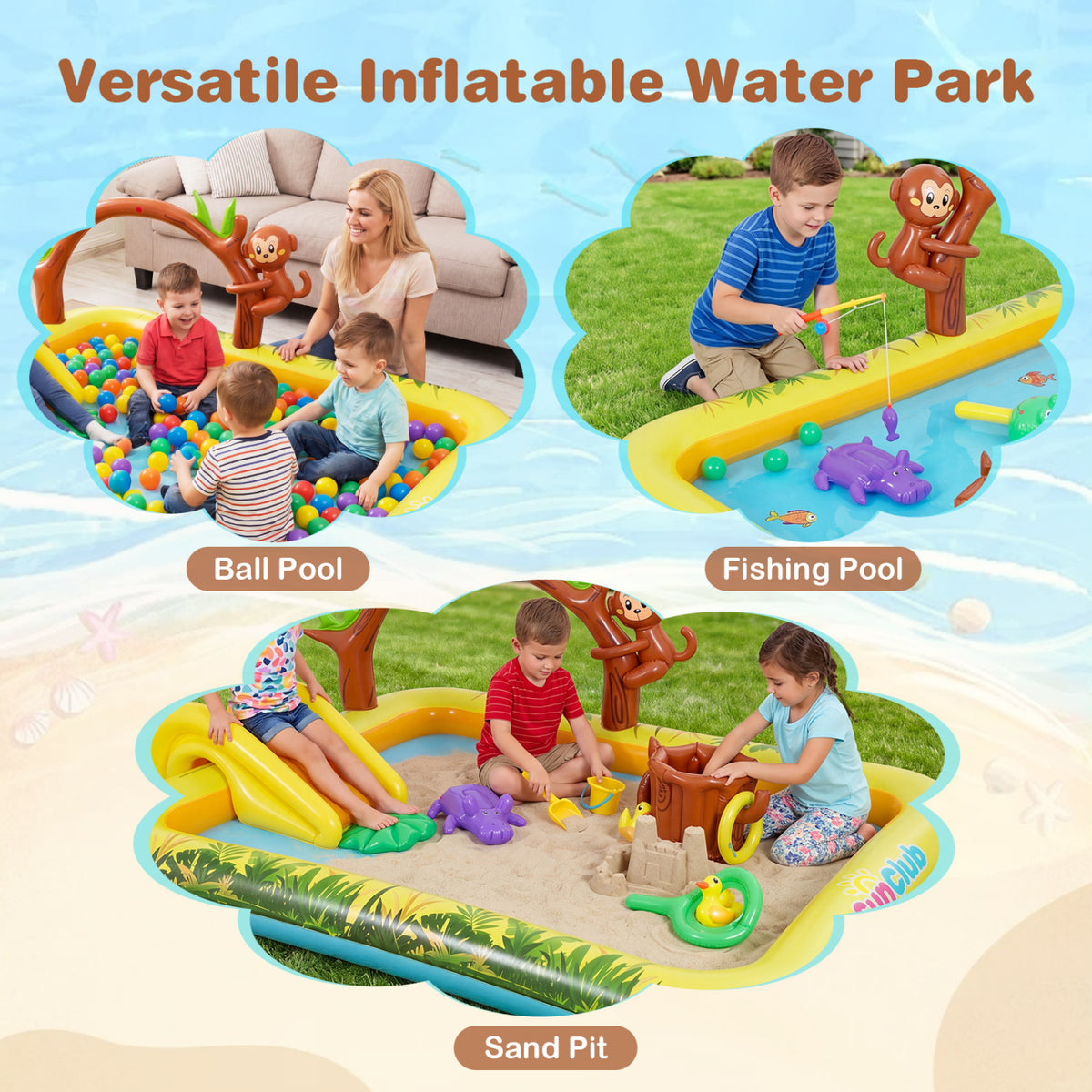 Animal Spray Pool with Slide for Backyard and Garden