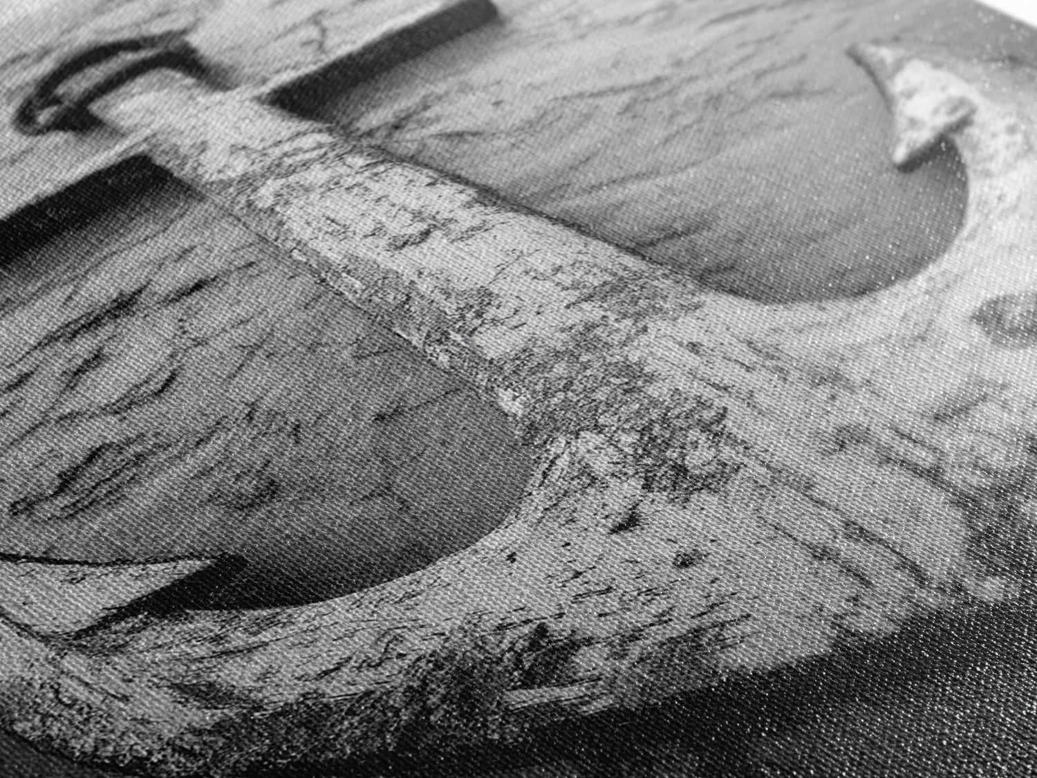 Abandoned Anchor, Nautical Decor, Black White Beach, Framed Canvas Print, Rustic Coastal Wall Art, Entryway Nautical Accent