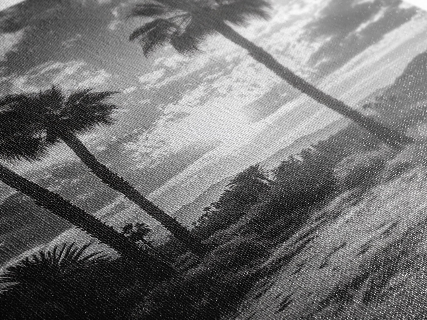 Palm Sunset, Desert Light, Silhouetted Trees, Framed Canvas Print, Tropical Boho Wall Art, Sunset Living Room Decor, Moody Nature Style