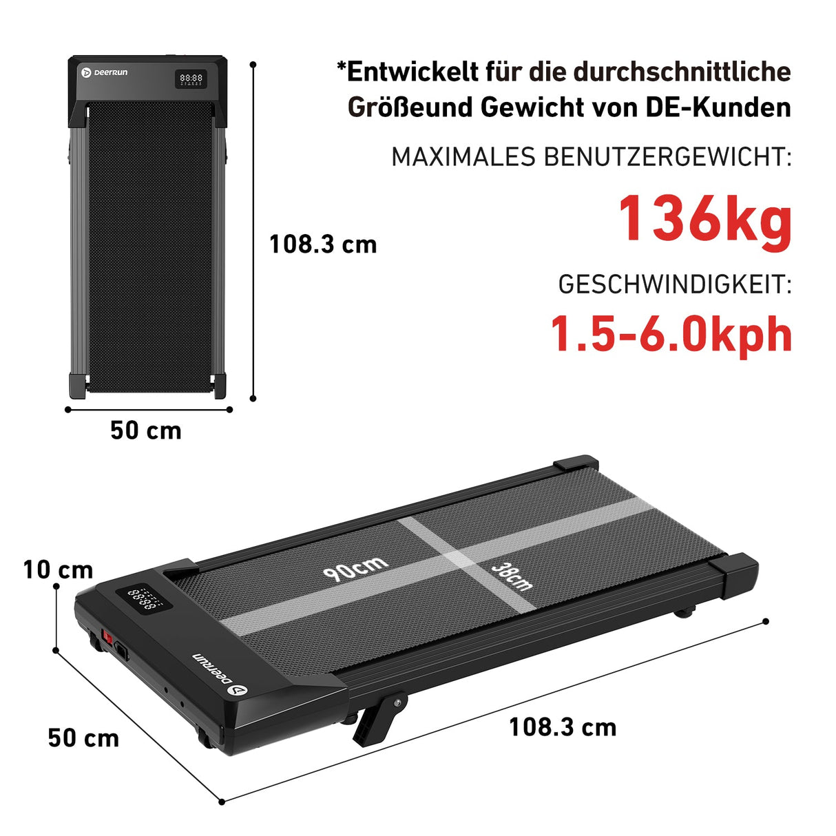 DeerRun Q1 Urban Mini Under-Desk Treadmill with Remote Control