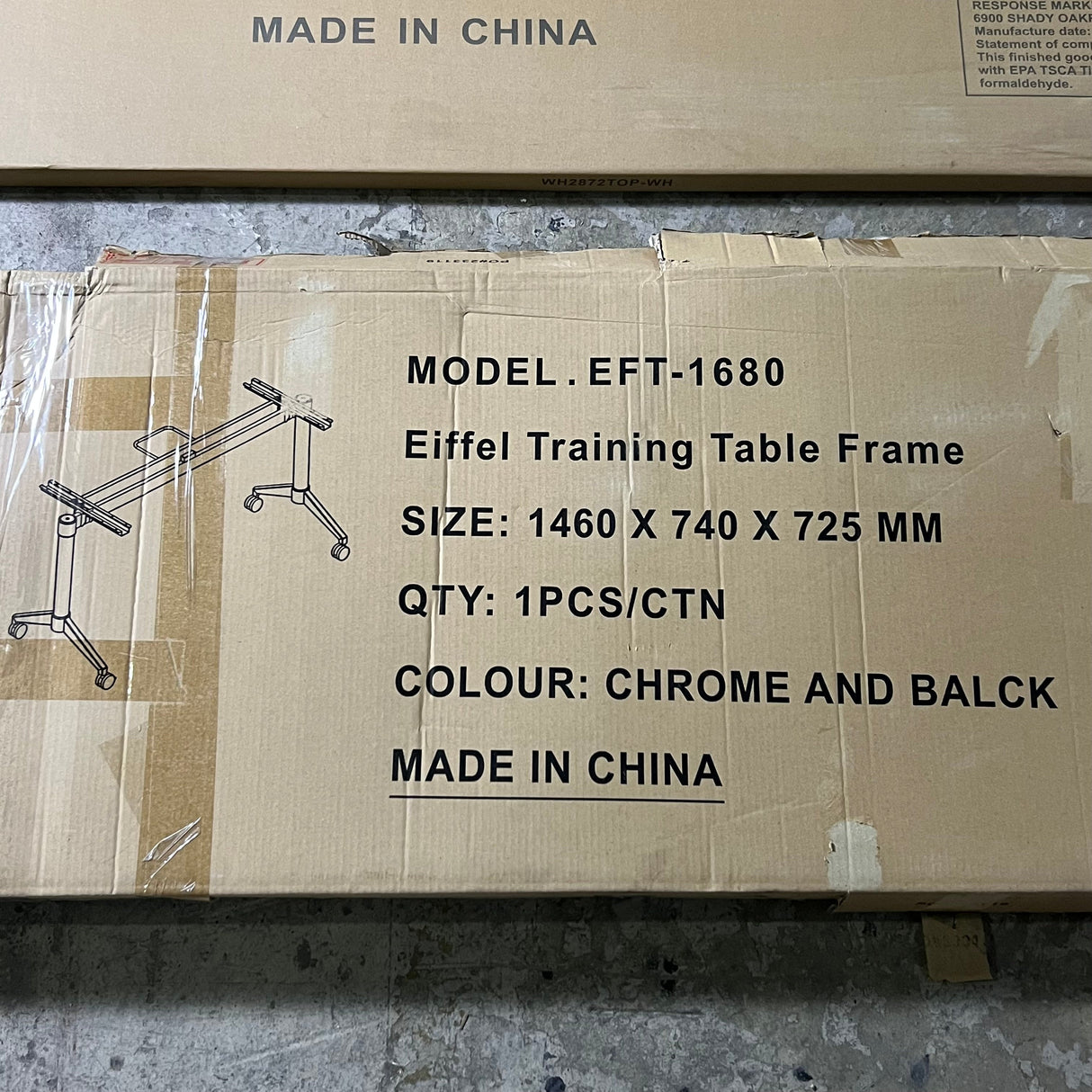 MODERN OFFICE Eiffel Training Table Sz 72" L X 28" W X 1" H Chrome & Black