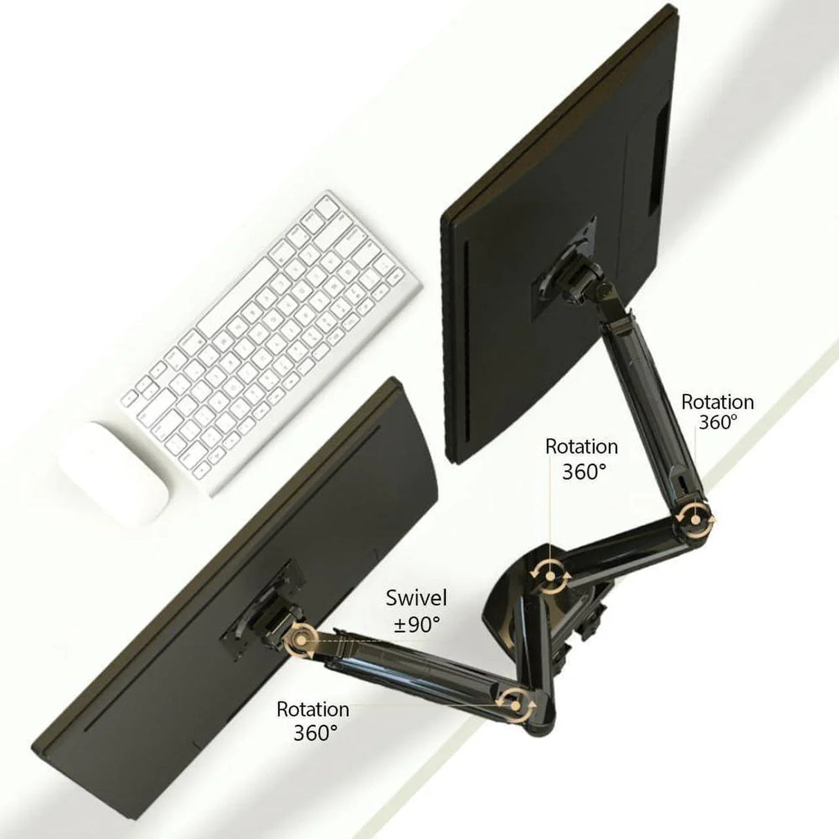 Rehisk Dual Monitor Mount for 15-32 Inch Screens - F160
