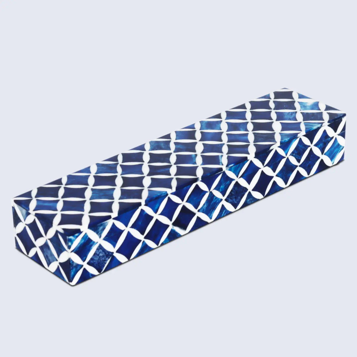 Star Pattern Decorative Storage Box, Bone & Resin Inlay in 7 Sizes, Blue