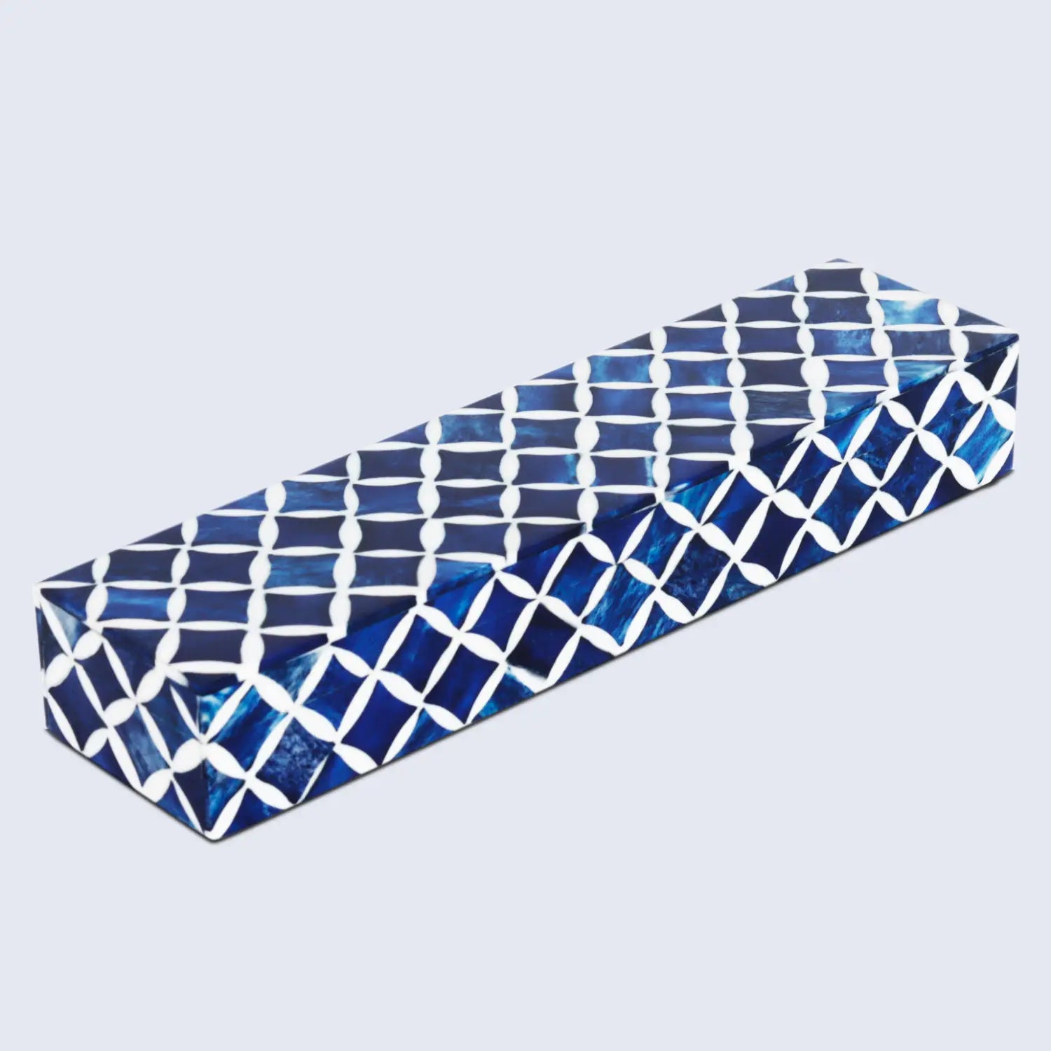 Star Pattern Decorative Storage Box, Bone & Resin Inlay in 7 Sizes, Blue