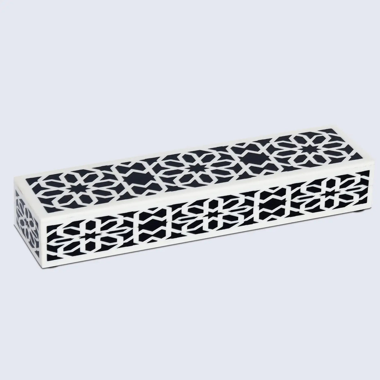 Shiraz Pattern Decorative Storage Box, Resin Inlay in 7 Sizes, Black & White