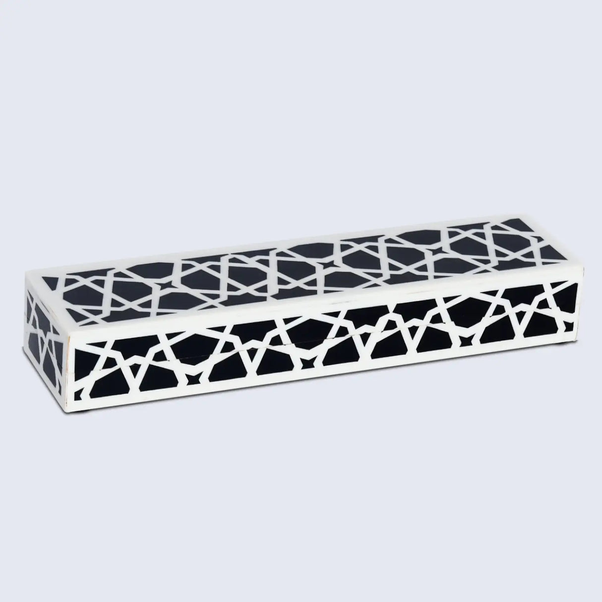 Zellij Pattern Decorative Storage Box, Resin Inlay in 7 Sizes, Black & White