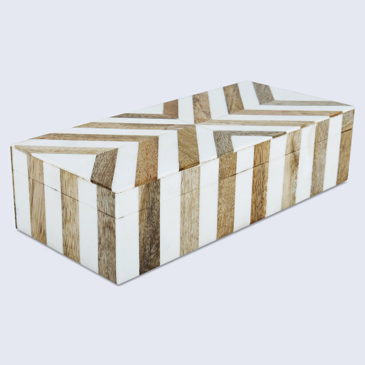 Marquet Chevron Resin & Wood Inlay Storage Box - 8 Sizes