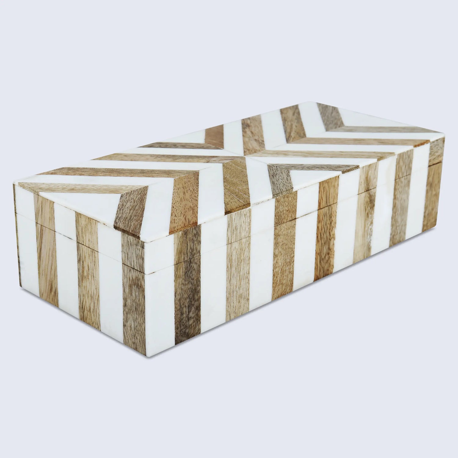 Marquet Chevron Resin & Wood Inlay Storage Box - 8 Sizes