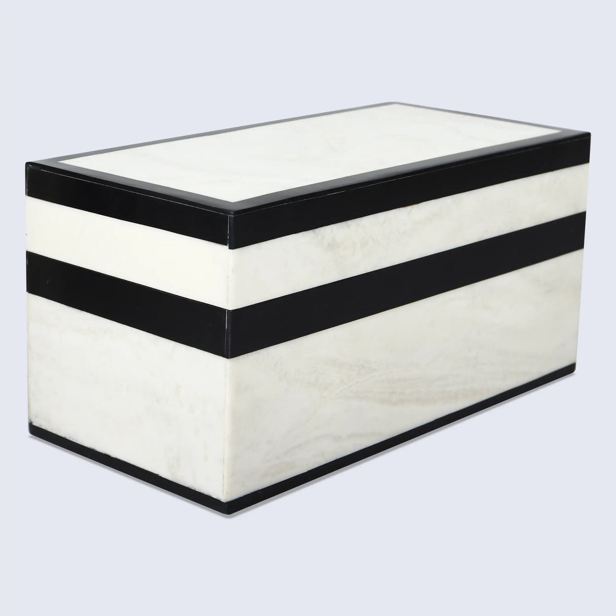 Mono Court Pattern Decorative Storage Box, Resin Inlay in 7 Sizes, Black-White