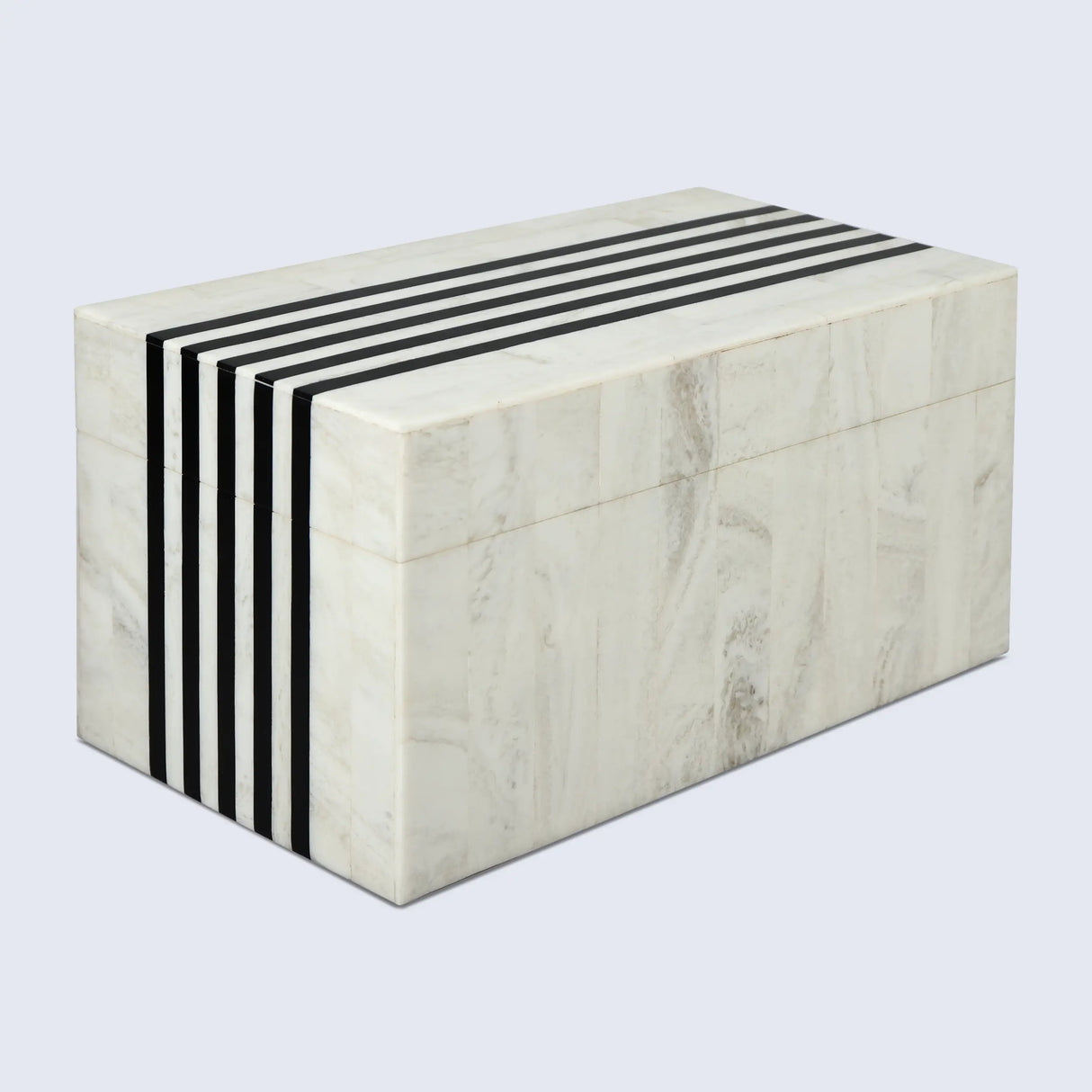 Mono Sprint Pattern Decorative Storage Box, Bone & Resin Inlay in 7 Sizes, Black-White