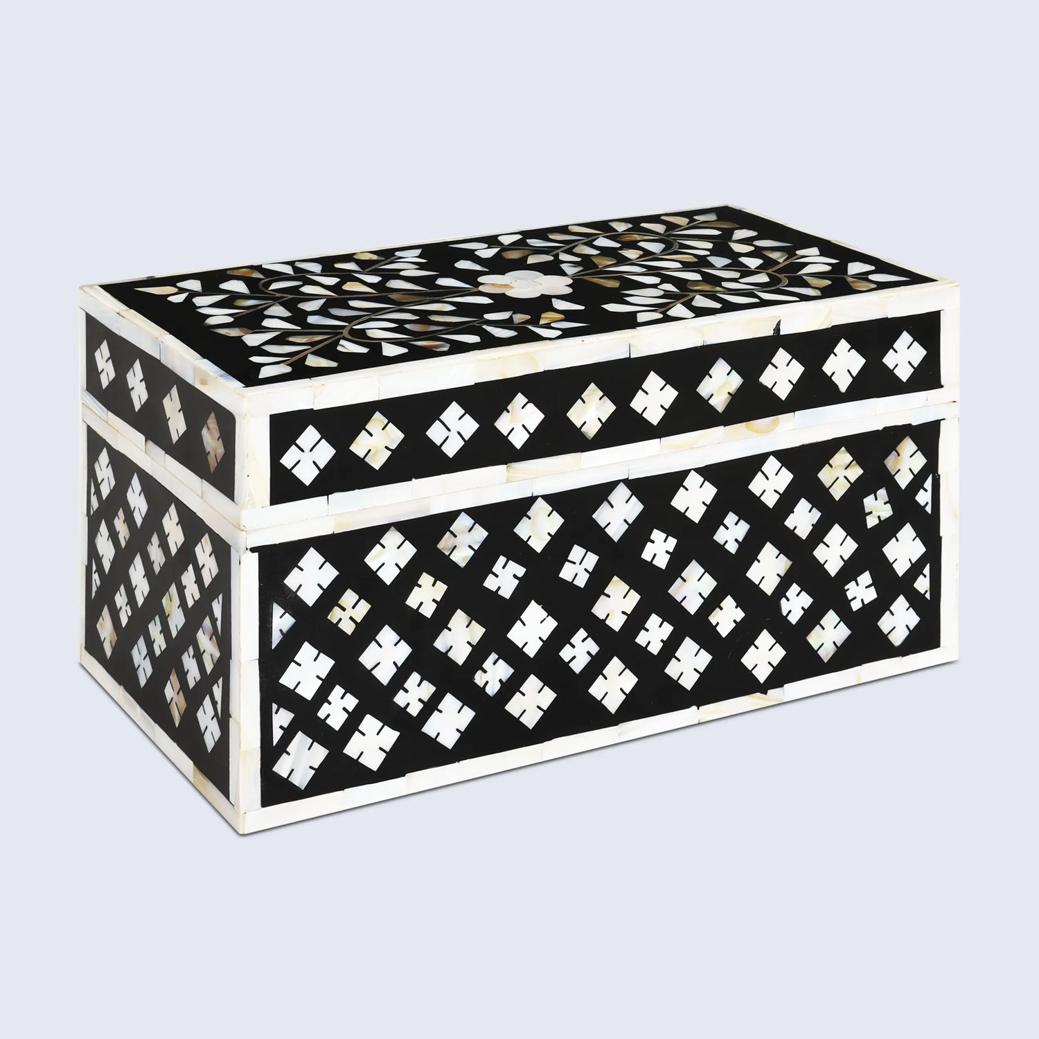 Decorative Storage Box Rhonda Bouquet Mother of Pearl & Resin Inlay in 10 x 5 x 5 inch