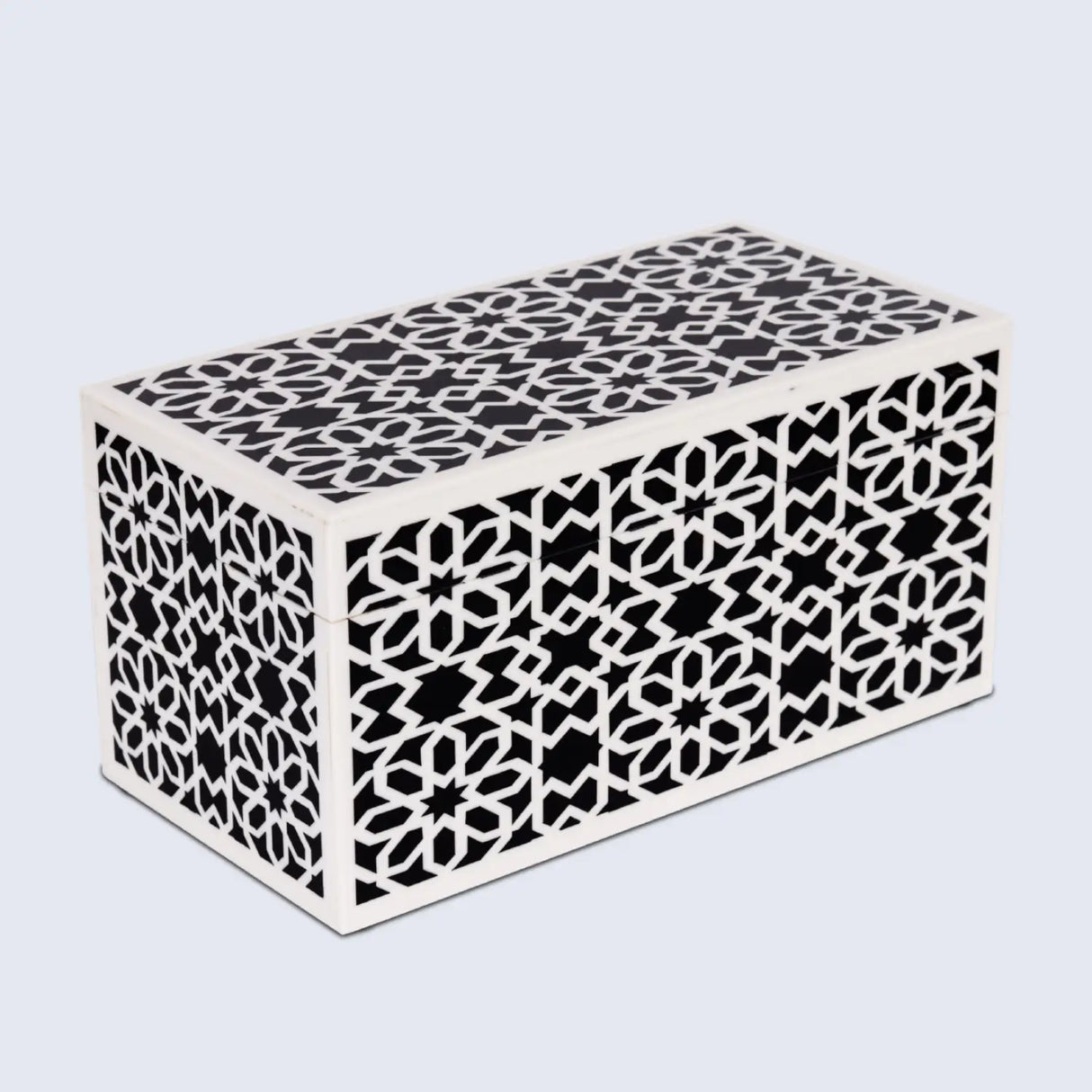 Shiraz Pattern Decorative Storage Box, Resin Inlay in 7 Sizes, Black & White
