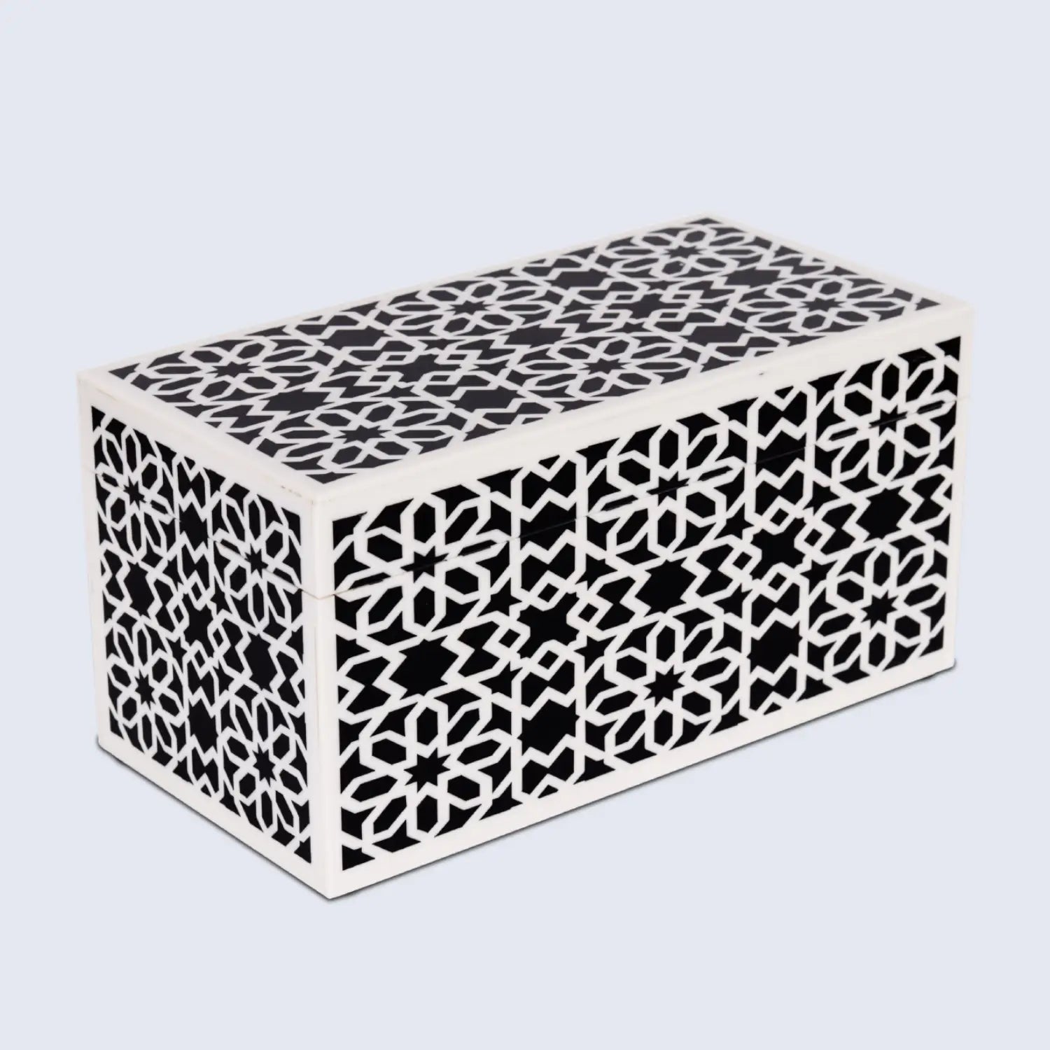 Shiraz Pattern Decorative Storage Box, Resin Inlay in 7 Sizes, Black & White