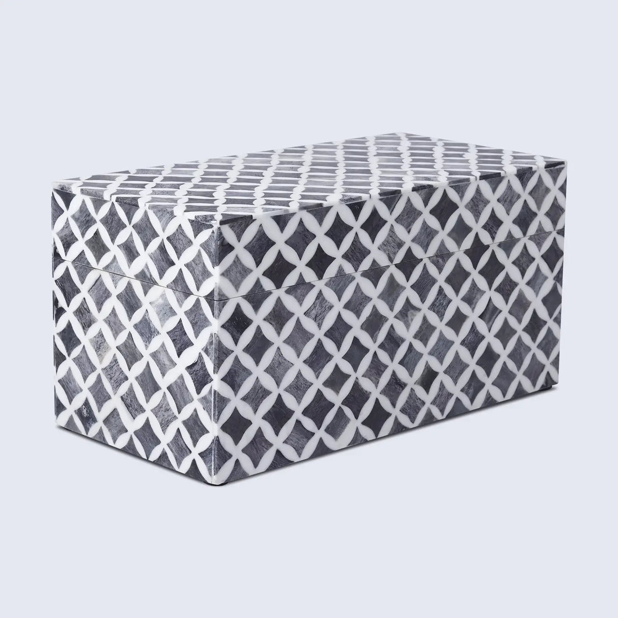 Star Pattern Decorative Storage Box, Bone & Resin Inlay in 7 Sizes, Grey