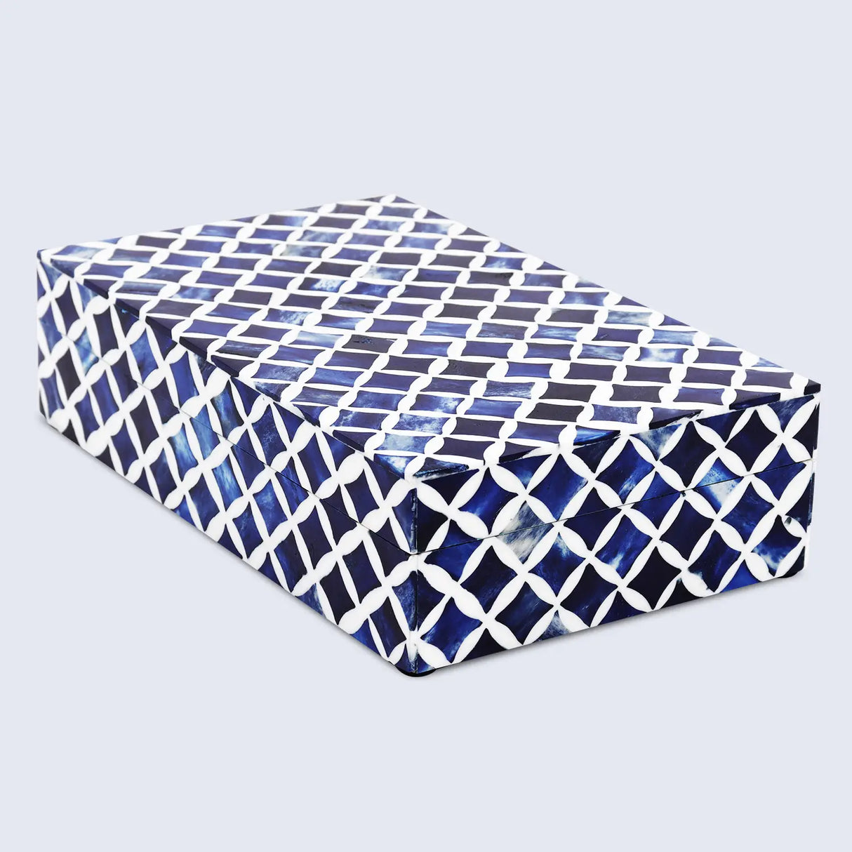 Star Pattern Decorative Storage Box, Bone & Resin Inlay in 7 Sizes, Blue