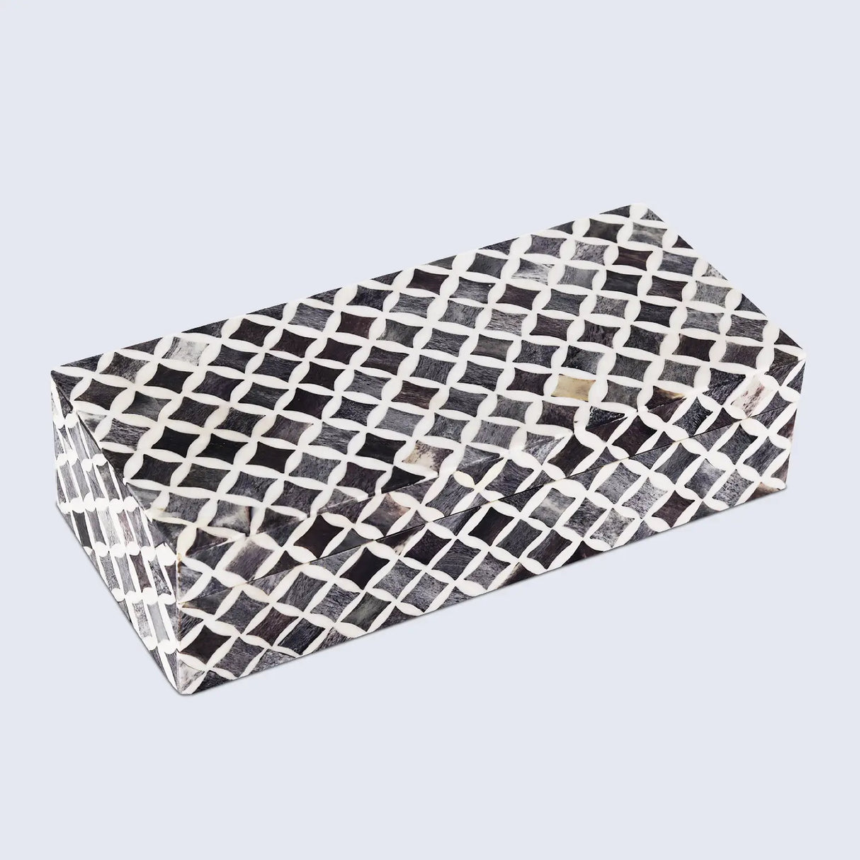 Star Pattern Decorative Storage Box, Bone & Resin Inlay in 7 Sizes, Grey