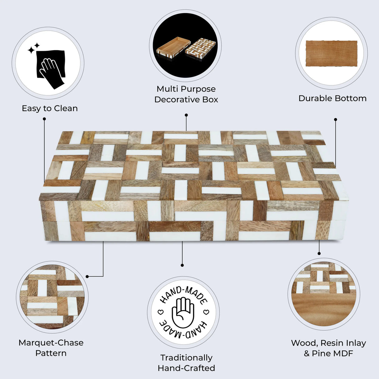 Marquet Chase Wood & Resin Inlay Decorative Storage Box