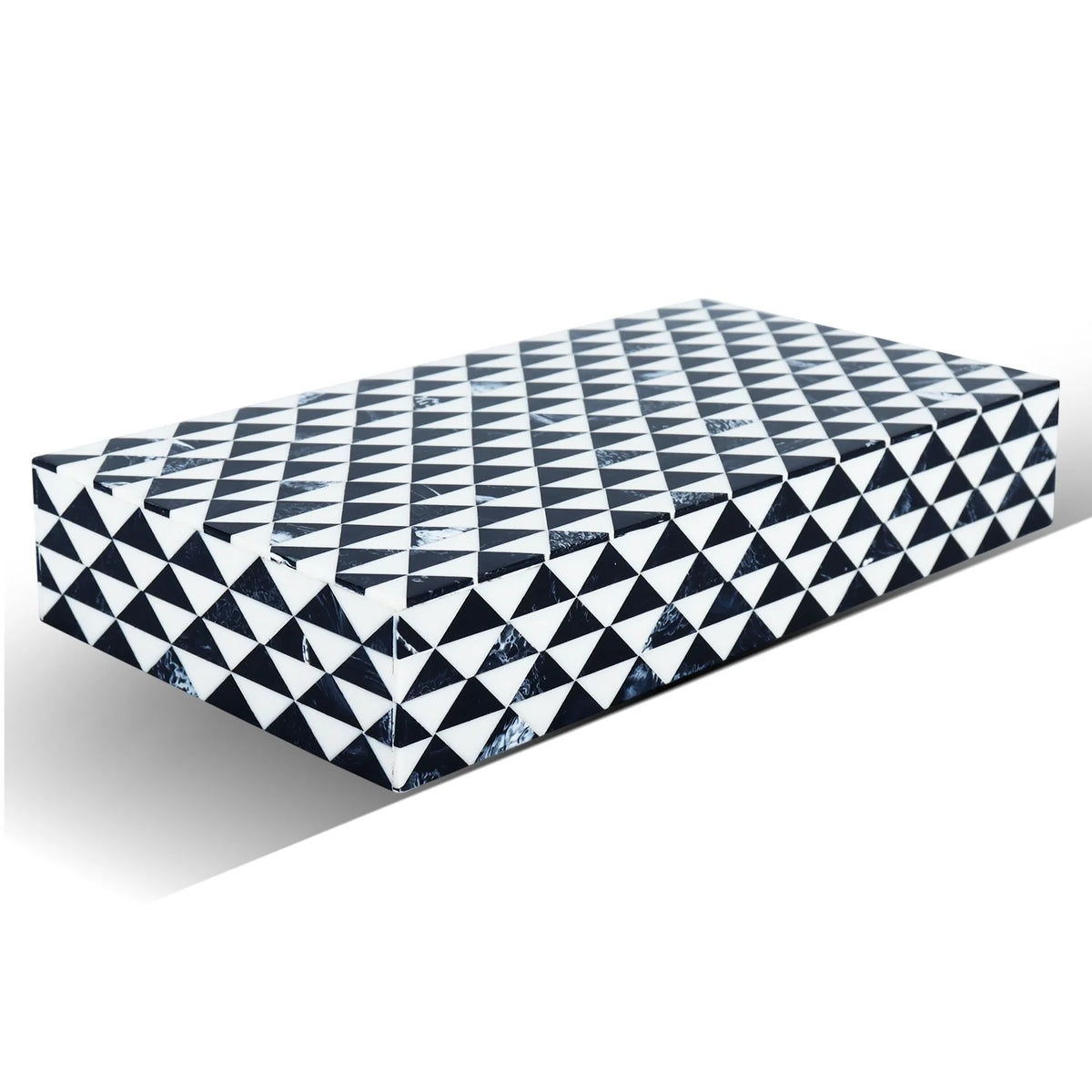 Marquet Prism Black White Resin Inlay Storage Box, 8 Sizes