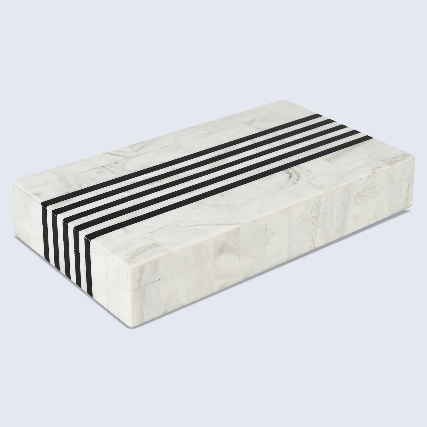 Mono Sprint Pattern Decorative Storage Box, Bone & Resin Inlay in 7 Sizes, Black-White