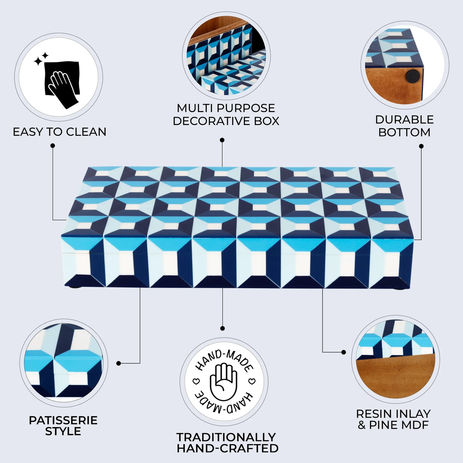 Patisserie Modern Resin Inlay Decorative Storage Box - 7 Sizes