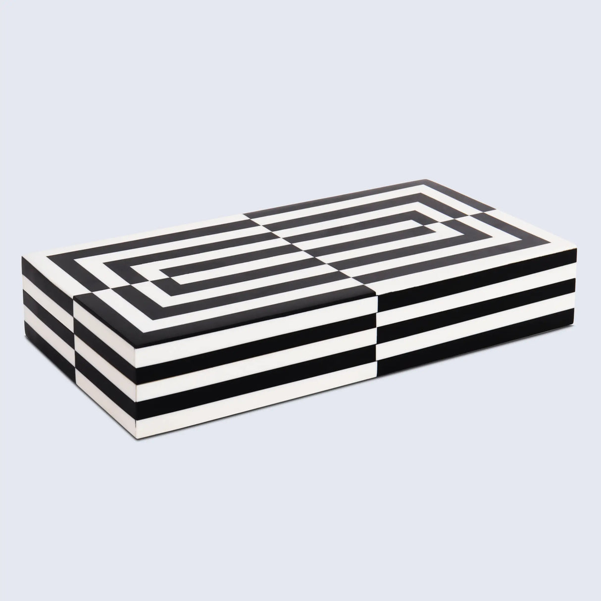 Decorative Storage Box Puzzle Slide Resin Inlay in 7 Sizes, Black & White