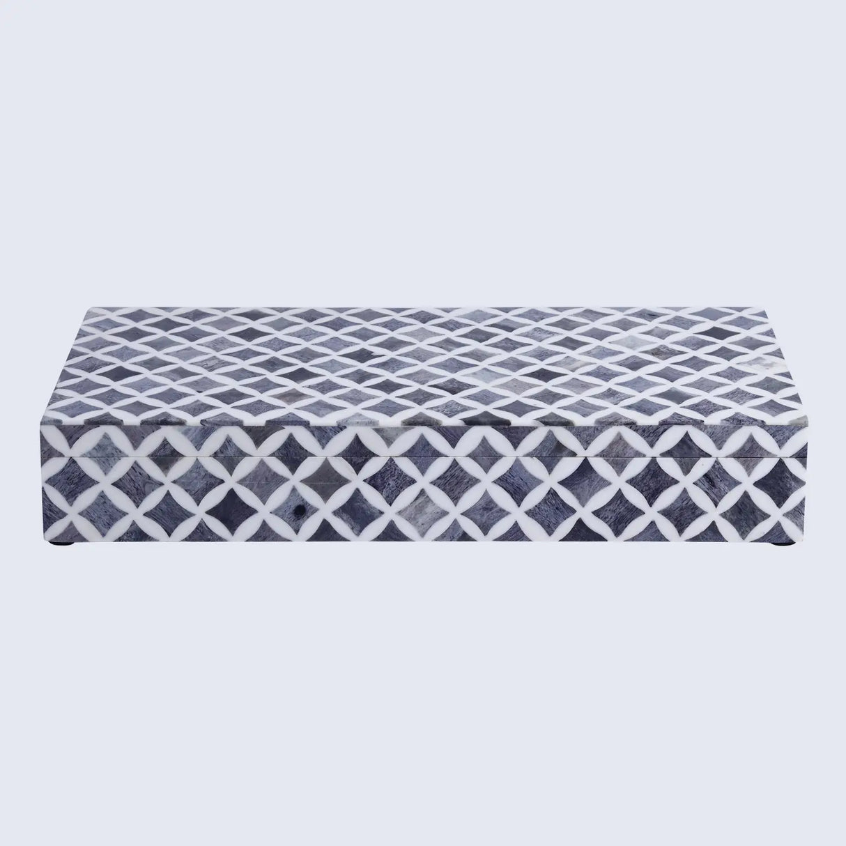 Star Pattern Decorative Storage Box, Bone & Resin Inlay in 7 Sizes, Grey