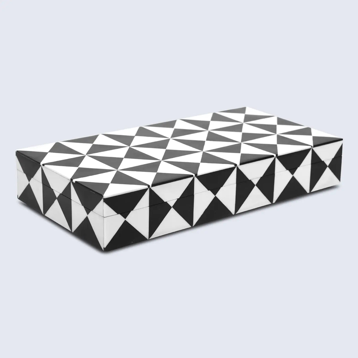 Triangle Pattern Decorative Storage Box, Resin Inlay in 7 Sizes, Black & White