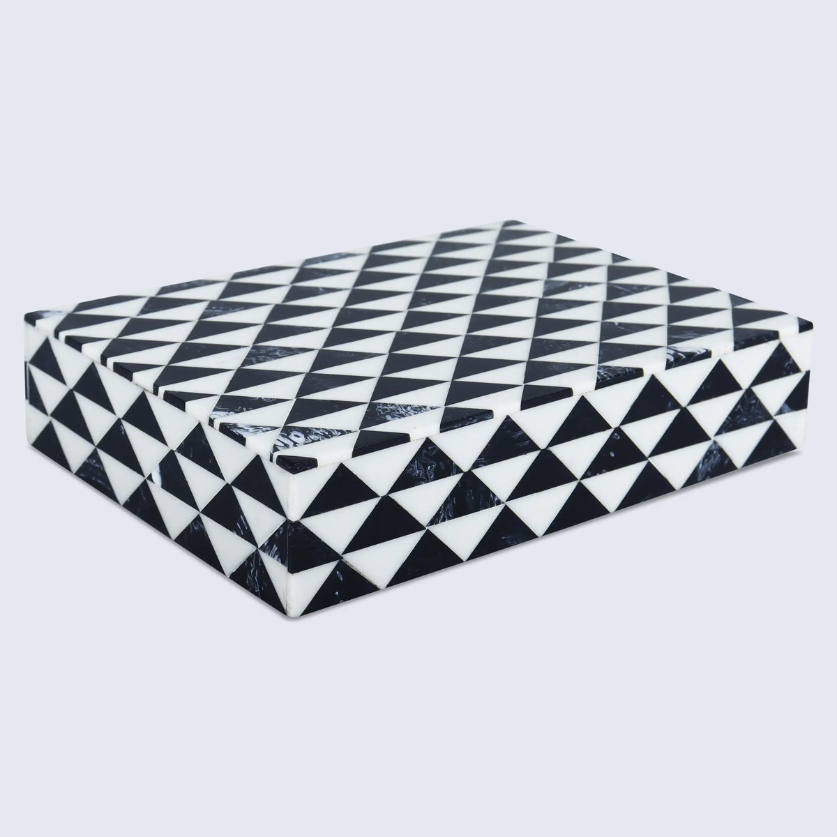 Marquet Prism Black White Resin Inlay Storage Box, 8 Sizes
