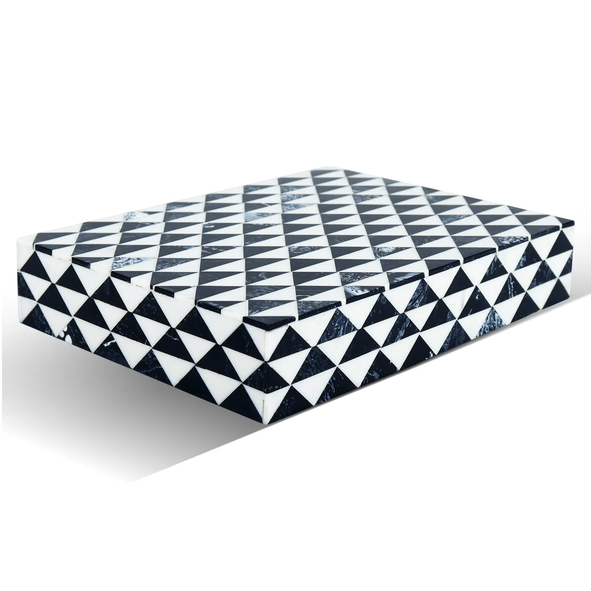 Marquet Prism Black White Resin Inlay Storage Box, 8 Sizes
