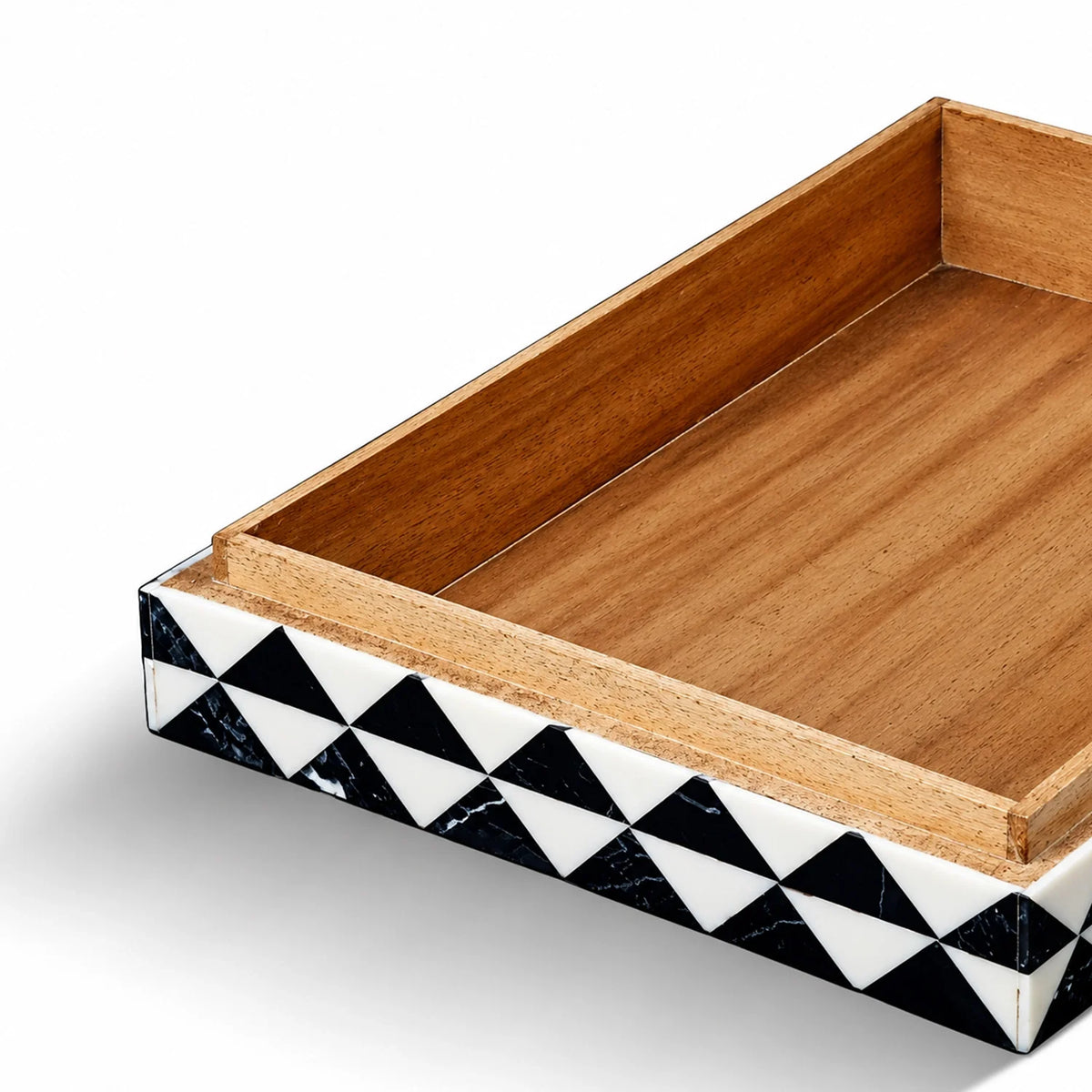 Marquet Prism Black White Resin Inlay Storage Box, 8 Sizes