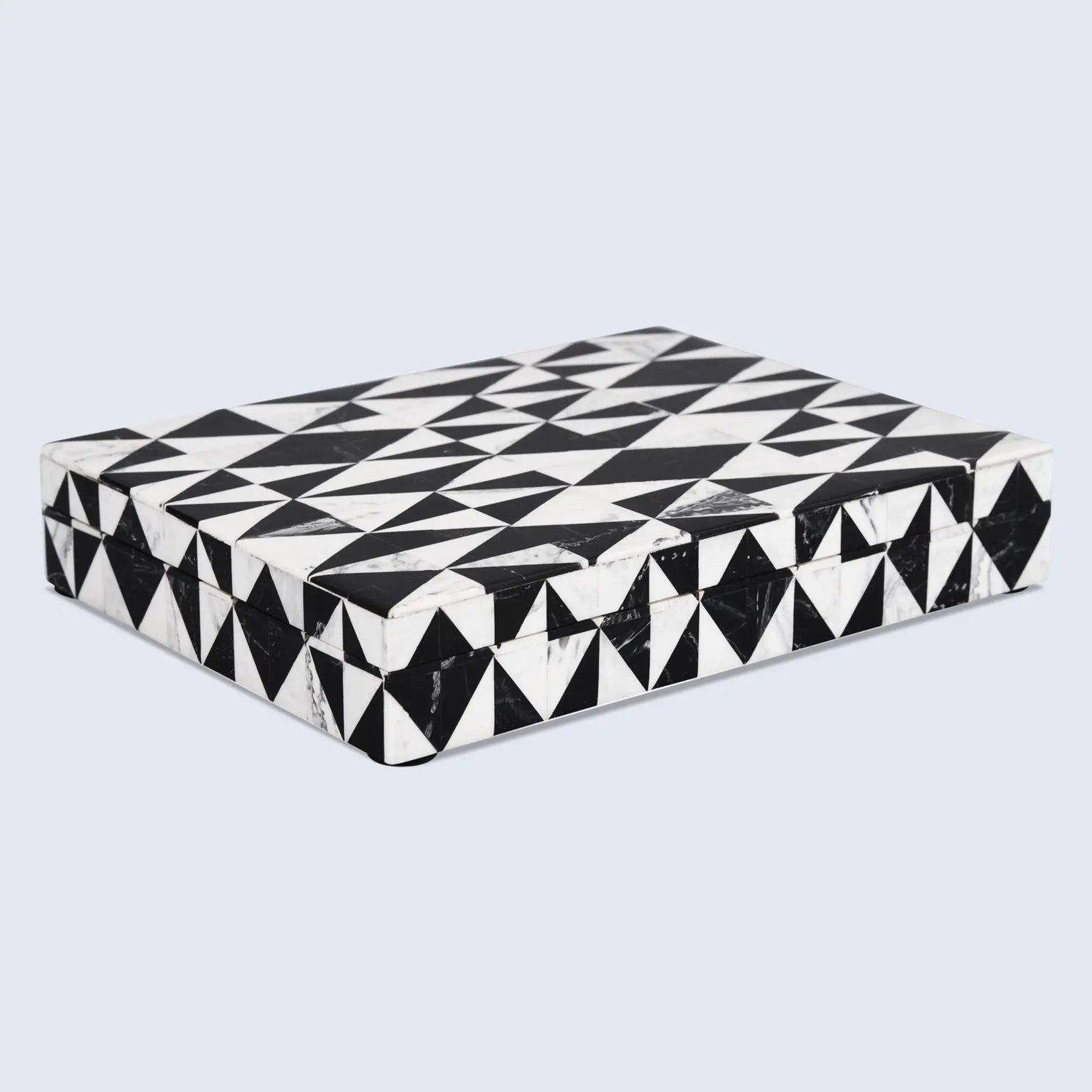 Medley Harlequin Pattern Decorative Storage Box, Resin Inlay in 7 Sizes, Black & White