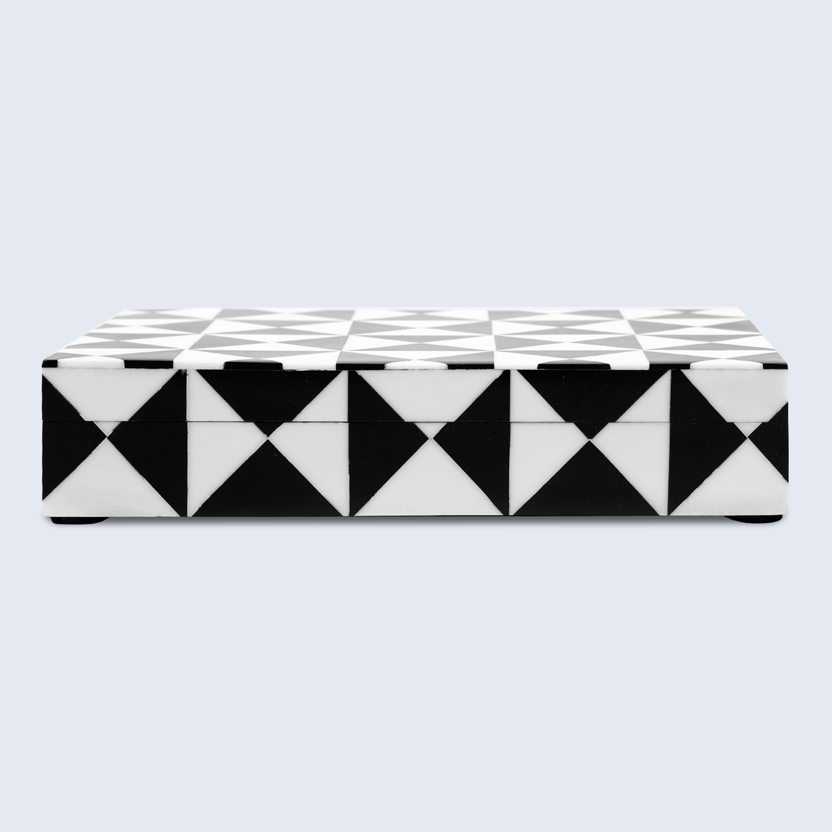 Triangle Pattern Decorative Storage Box, Resin Inlay in 7 Sizes, Black & White