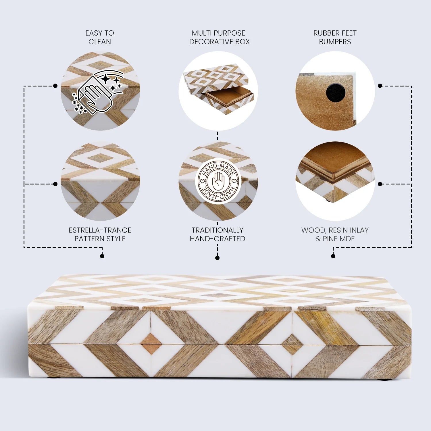 Marquet Array Resin & Wood Inlay Decorative Storage Box