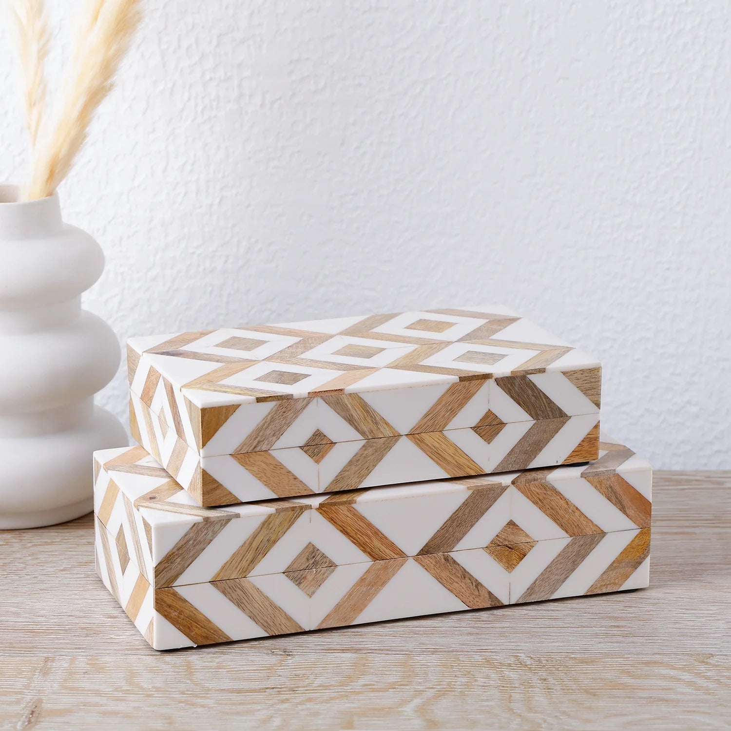 Marquet Array Resin & Wood Inlay Decorative Storage Box