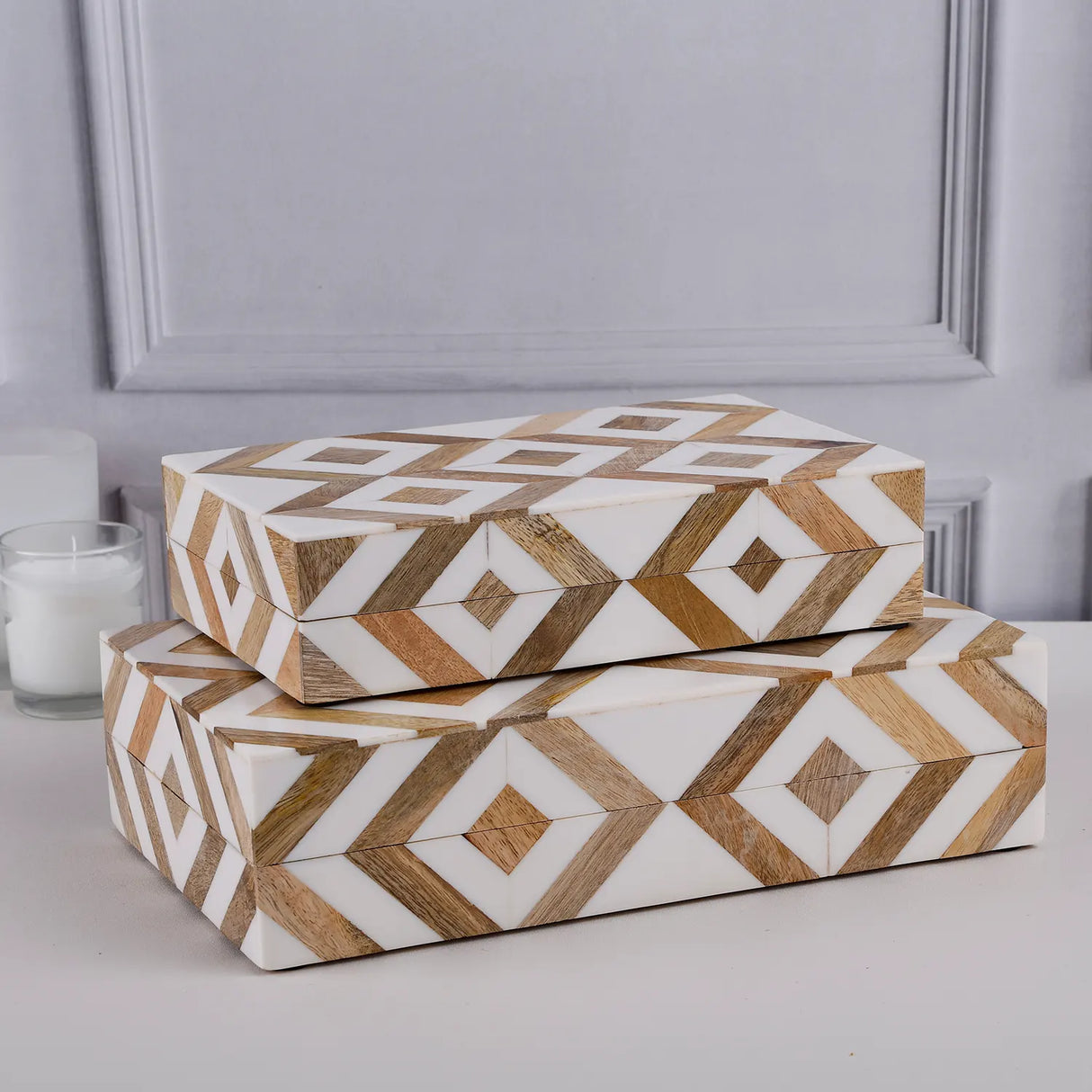 Marquet Array Resin & Wood Inlay Decorative Storage Box