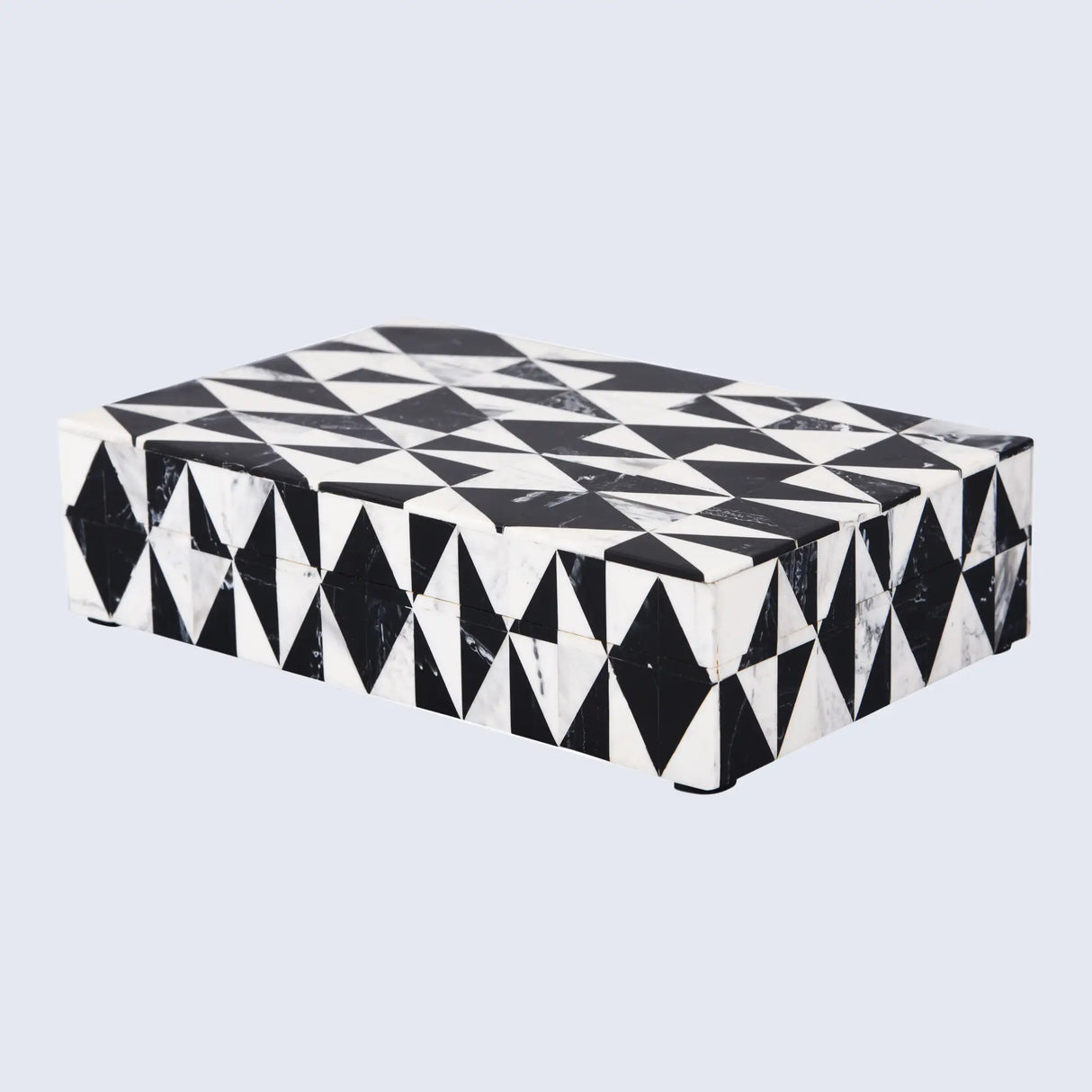 Medley Harlequin Pattern Decorative Storage Box, Resin Inlay in 7 Sizes, Black & White