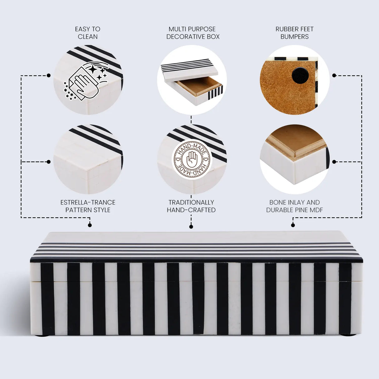 Mono Lead Resin Inlay Decorative Storage Box in 7 Sizes