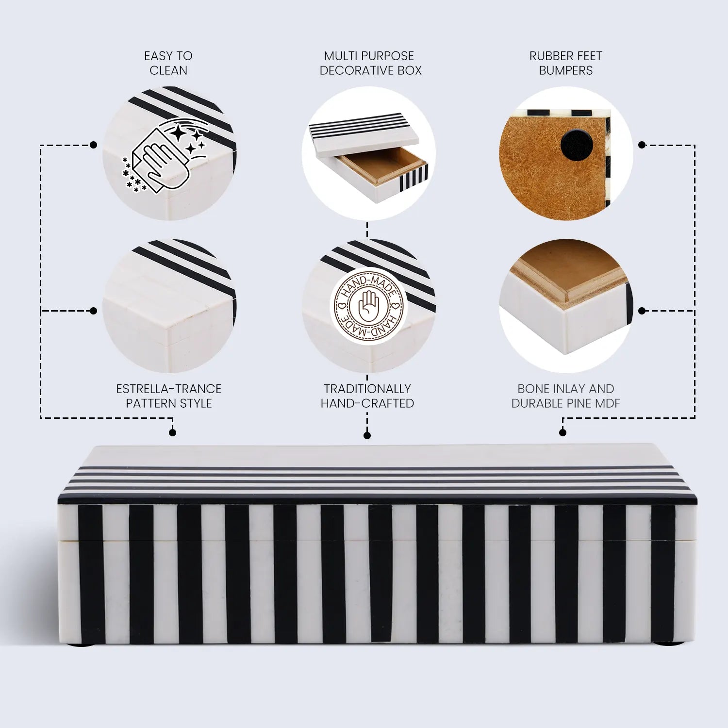 Mono Lead Resin Inlay Decorative Storage Box in 7 Sizes