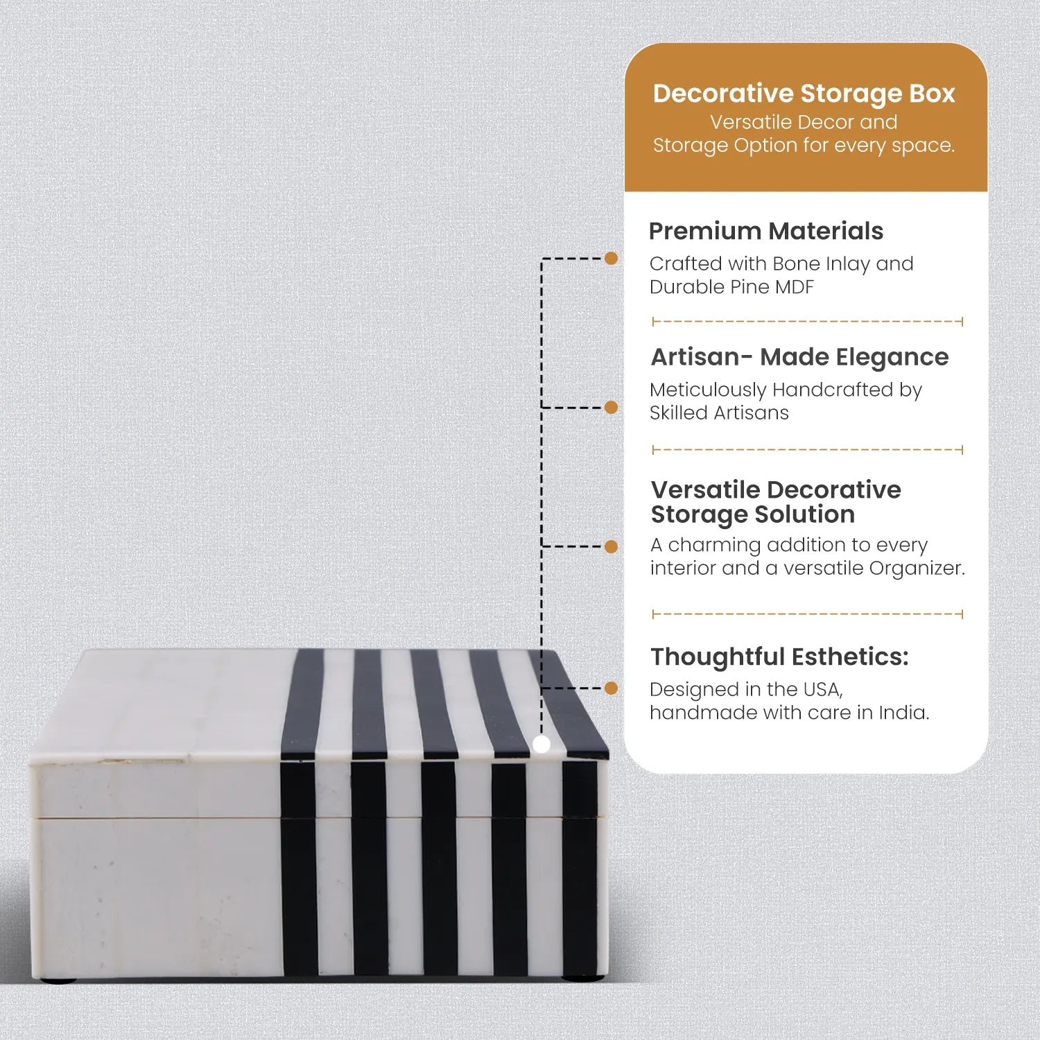 Mono Lead Resin Inlay Decorative Storage Box in 7 Sizes