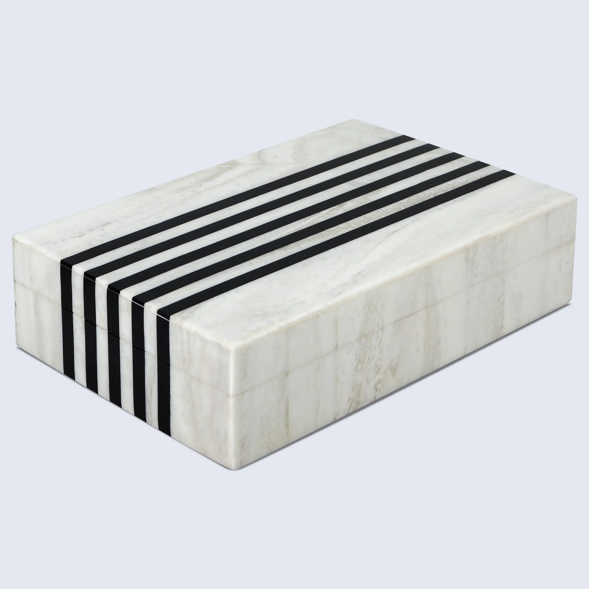 Mono Sprint Pattern Decorative Storage Box, Bone & Resin Inlay in 7 Sizes, Black-White