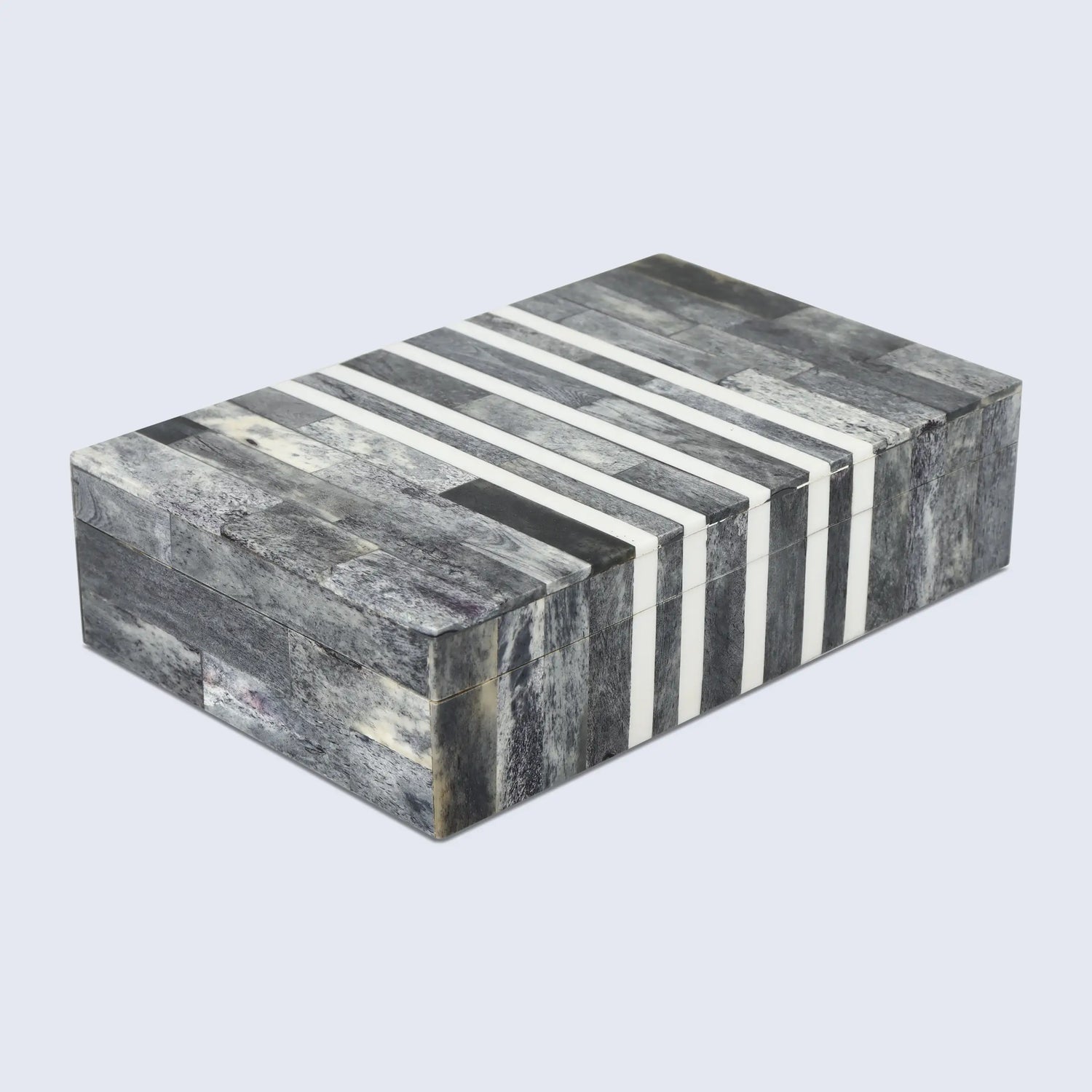 Patisserie Cafe Pattern Decorative Storage Box, Bone & Resin Inlay in 7 Sizes, Grey