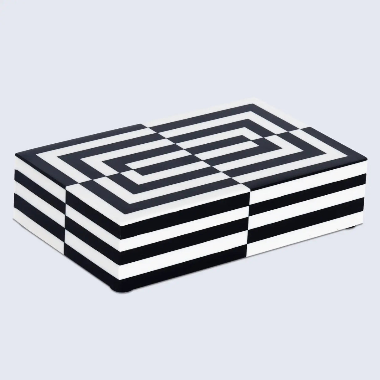 Decorative Storage Box Puzzle Slide Resin Inlay in 7 Sizes, Black & White