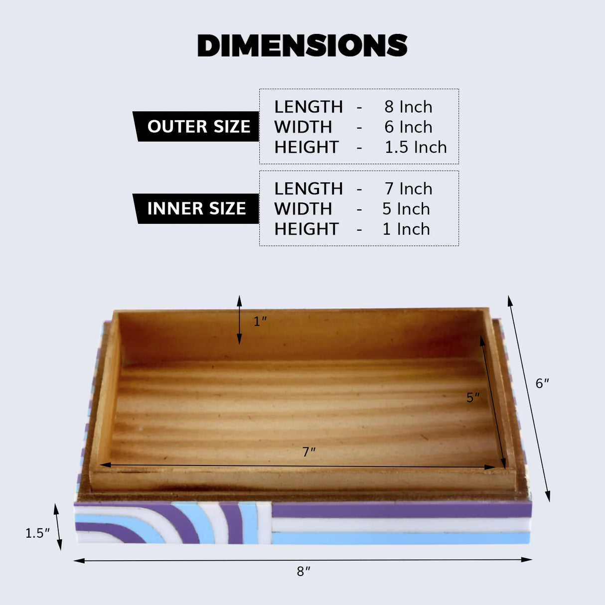 Decorative Storage Box Carnaby Hip Resin Inlay 8 x 6 x 1.5 inch