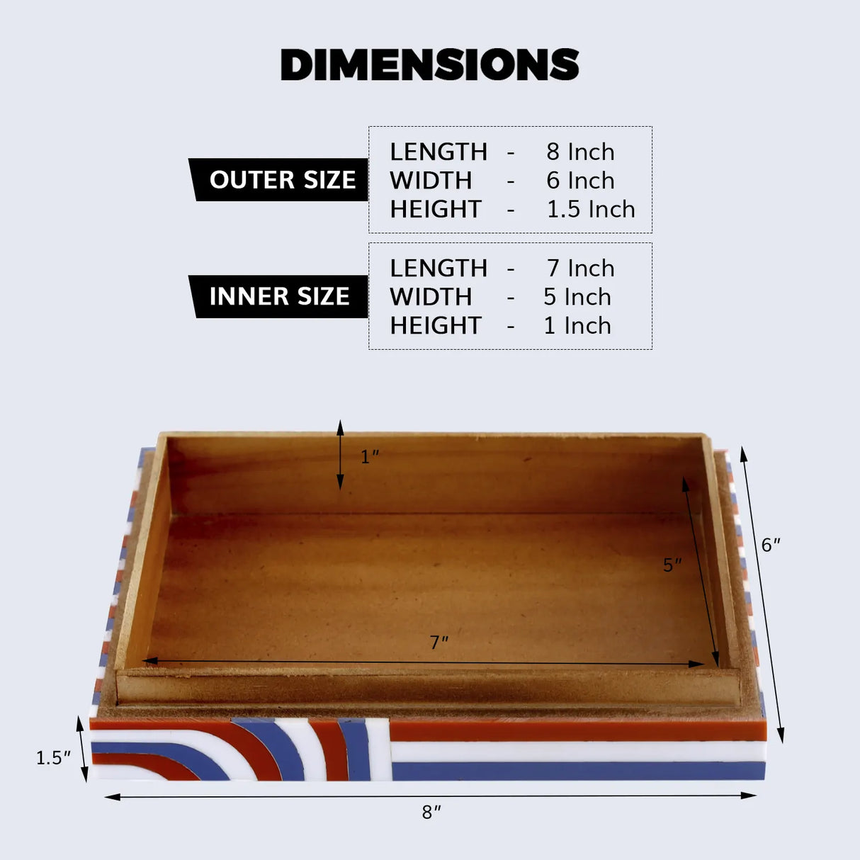 Decorative Storage Box Carnaby Twist Resin Inlay 8 x 6 x 1.5 inch