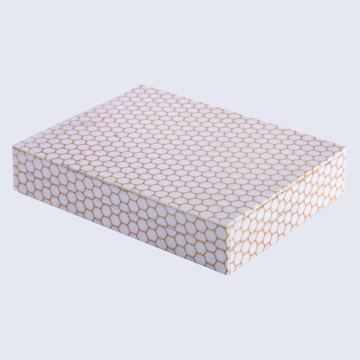 Decorative Storage Box Hive Honey Resin Inlay 8 x 6 x 1.5 inch