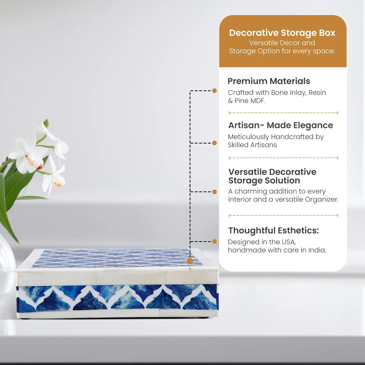 Patisserie Classic Bone & Resin Inlay Decorative Storage Box - 7 Sizes