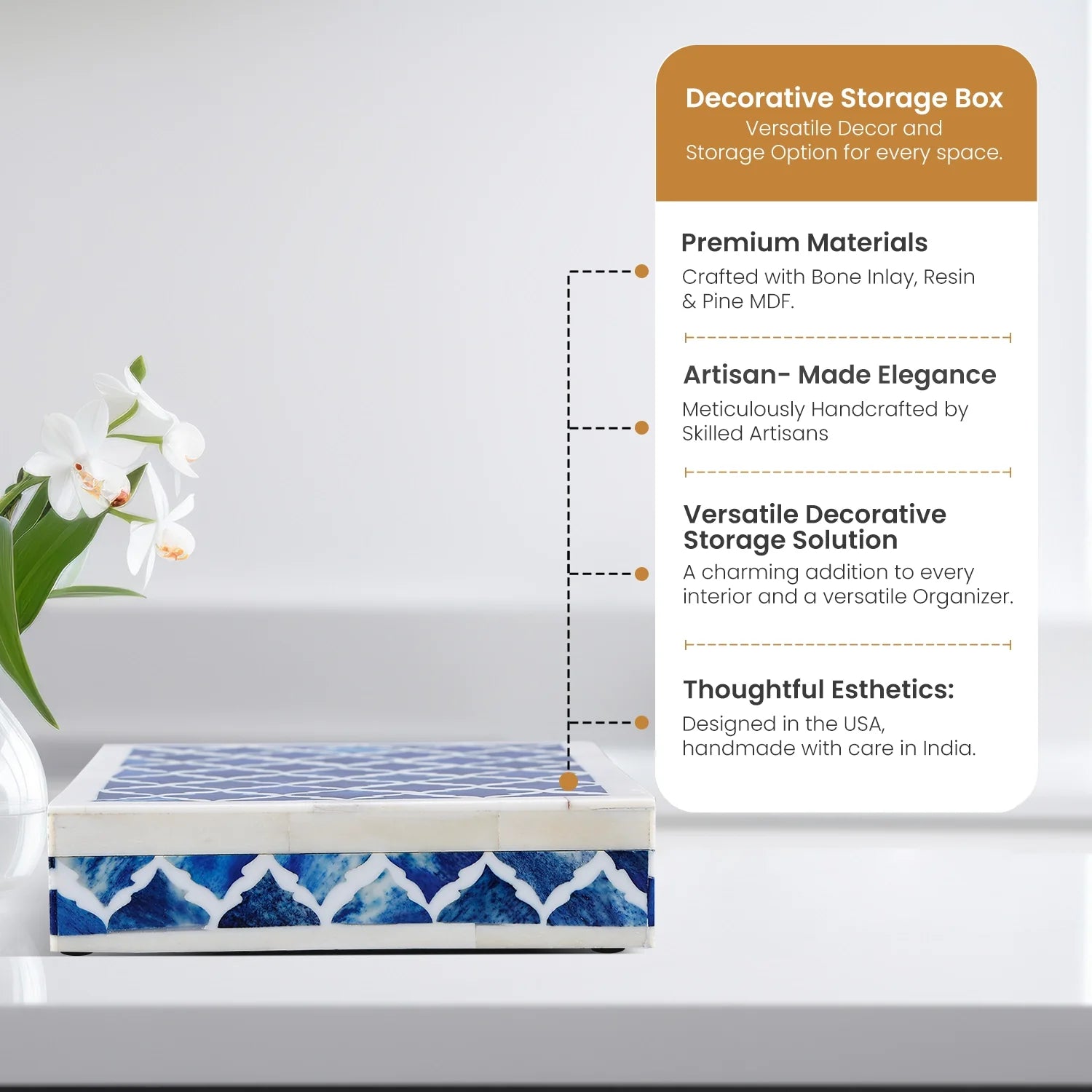 Patisserie Classic Bone & Resin Inlay Decorative Storage Box - 7 Sizes