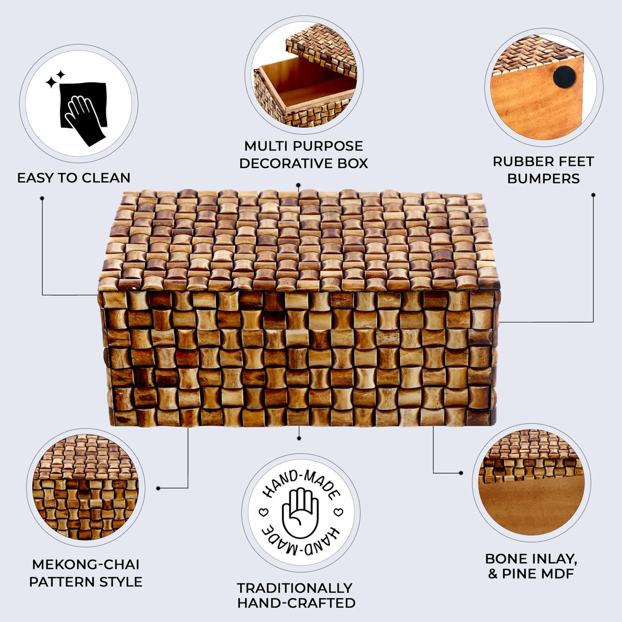 Decorative Storage Box Mekong Chai Bone Inlay in 2 Sizes